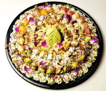 32pc California, 16pc Philadelphia, 16pc Shrimp Tempura, 16pc Dragon, 16pc Rainbow Classic Roll Platter